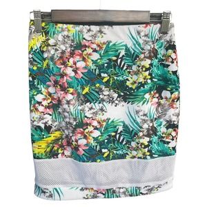 Nicki Minaj Skirt Womens Small Floral Mini Pull On Mesh Stripe